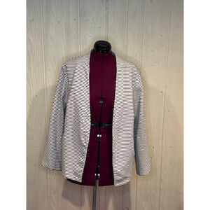 Women's Ava & Viv White Black Striped Cardigan 2X